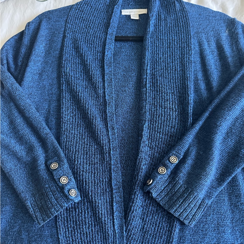 New York and company blue 3/4 sleeve cardigan - small